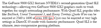  geForce 9800 GX2 sli performance