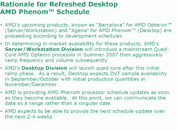 phenom processors possible delay