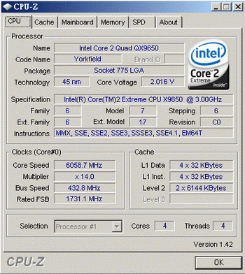 Yorkfield @ 6 ghz