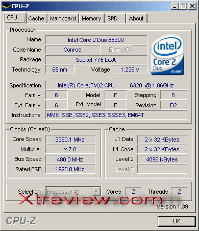 Intel core 2 Duo e6320 @ 3360 mhz