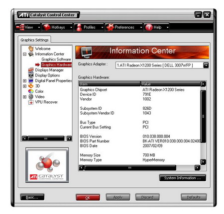 AMD RS690G - Radeon X1200 CATALYST