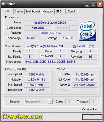 Core 2 quad Q6600 @ 3300 mhz