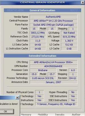 athlon 64 3500+ socket am2 65nm overclocking result