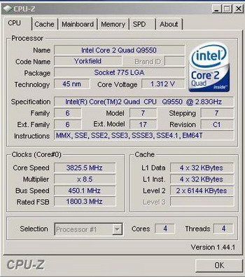 core 2 Quad q9550 (2.83 GHz) 
