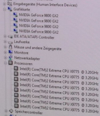 dual 9800gx2 and 8 core processor 