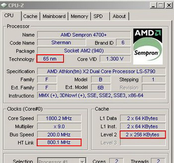 sempron 2100+ dual core cpuz